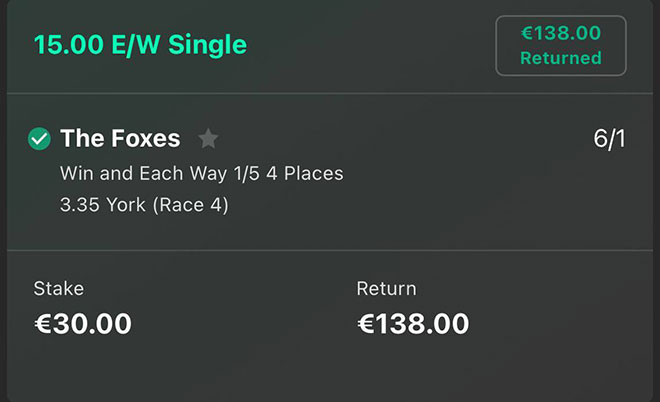 Football bet slip winner