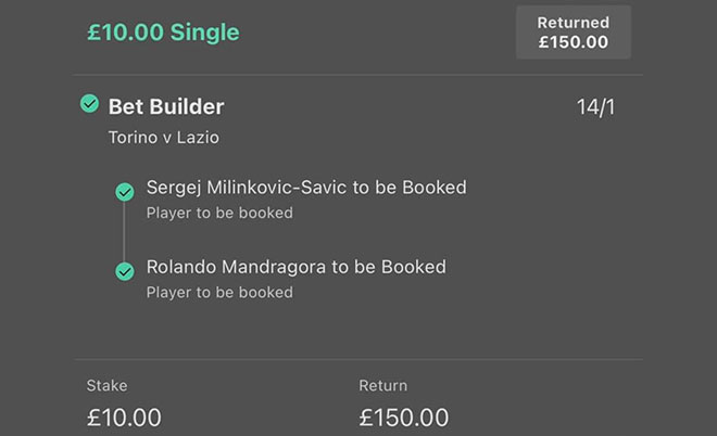 Football bet slip winner