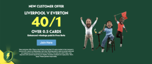 Paddy Power Sign-Up Offer – 40/1 Odds on Over 0.5 Cards in Liverpool v Everton