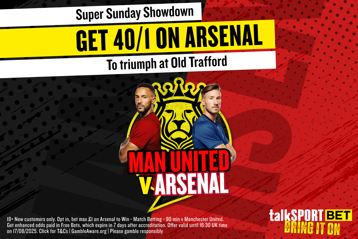 Arsenal to beat Manchester United - 40/1