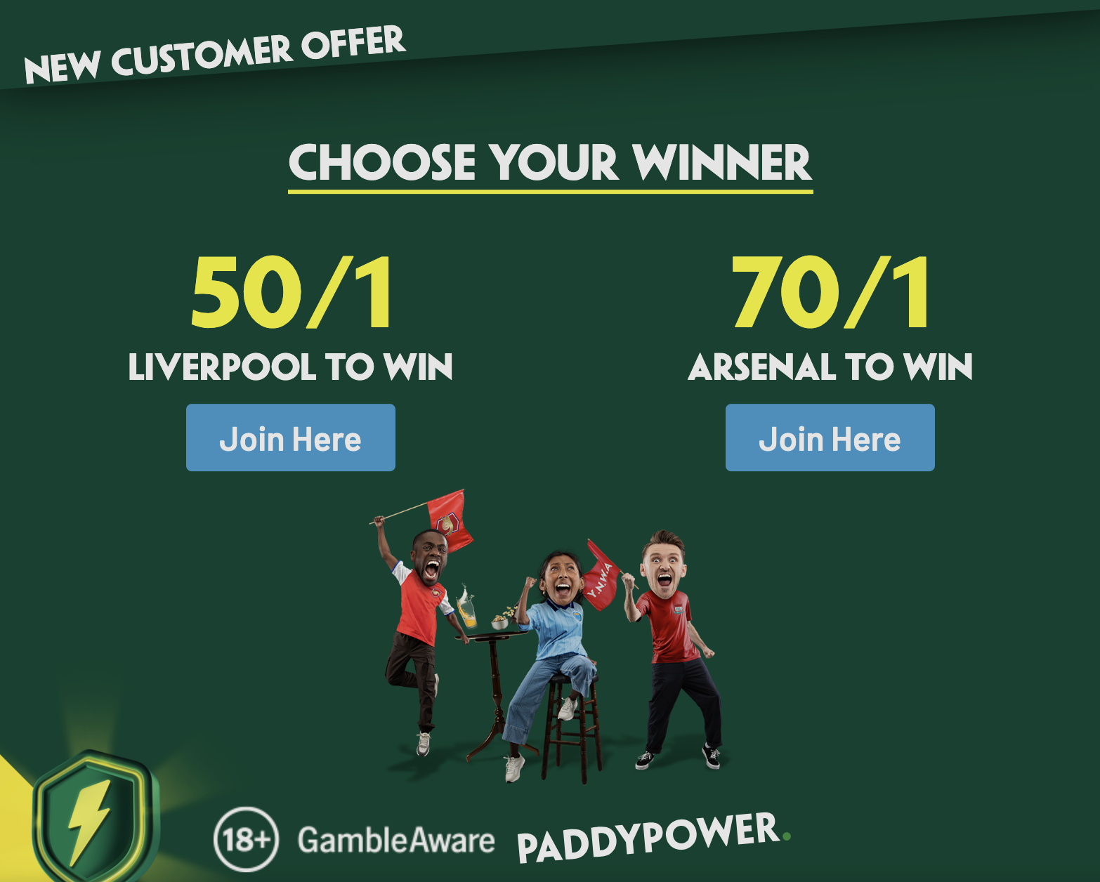 50/1 Liverpool Win & 70/1 Arsenal Win