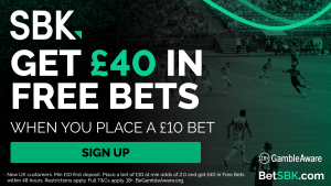 SBK sign up offer bet 10 get 40