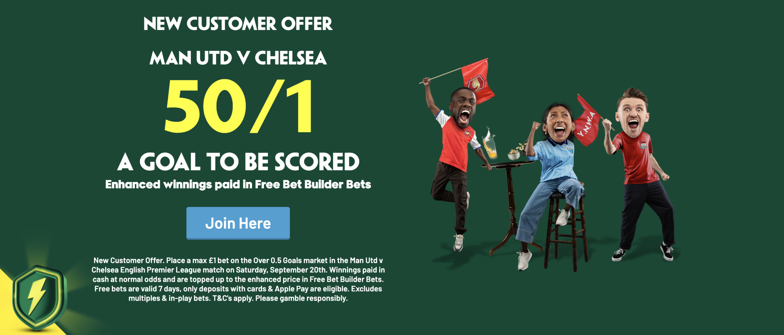  MAN UTD V CHELSEA 50/1 A GOAL TO BE SCORED