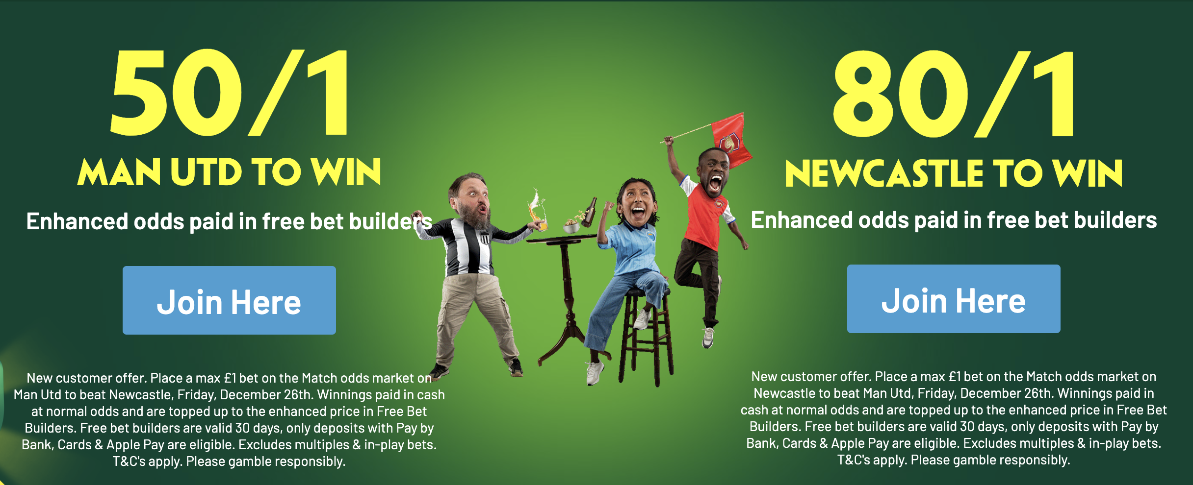  PaddyPower: Man United 50/1 - Newcastle 80/1 to win