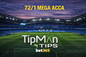 72/1 Mega Acca Tips with Bet365 featuring Premier League football at Manchester City’s Etihad Stadium – TipMan Tips football accumulator predictions