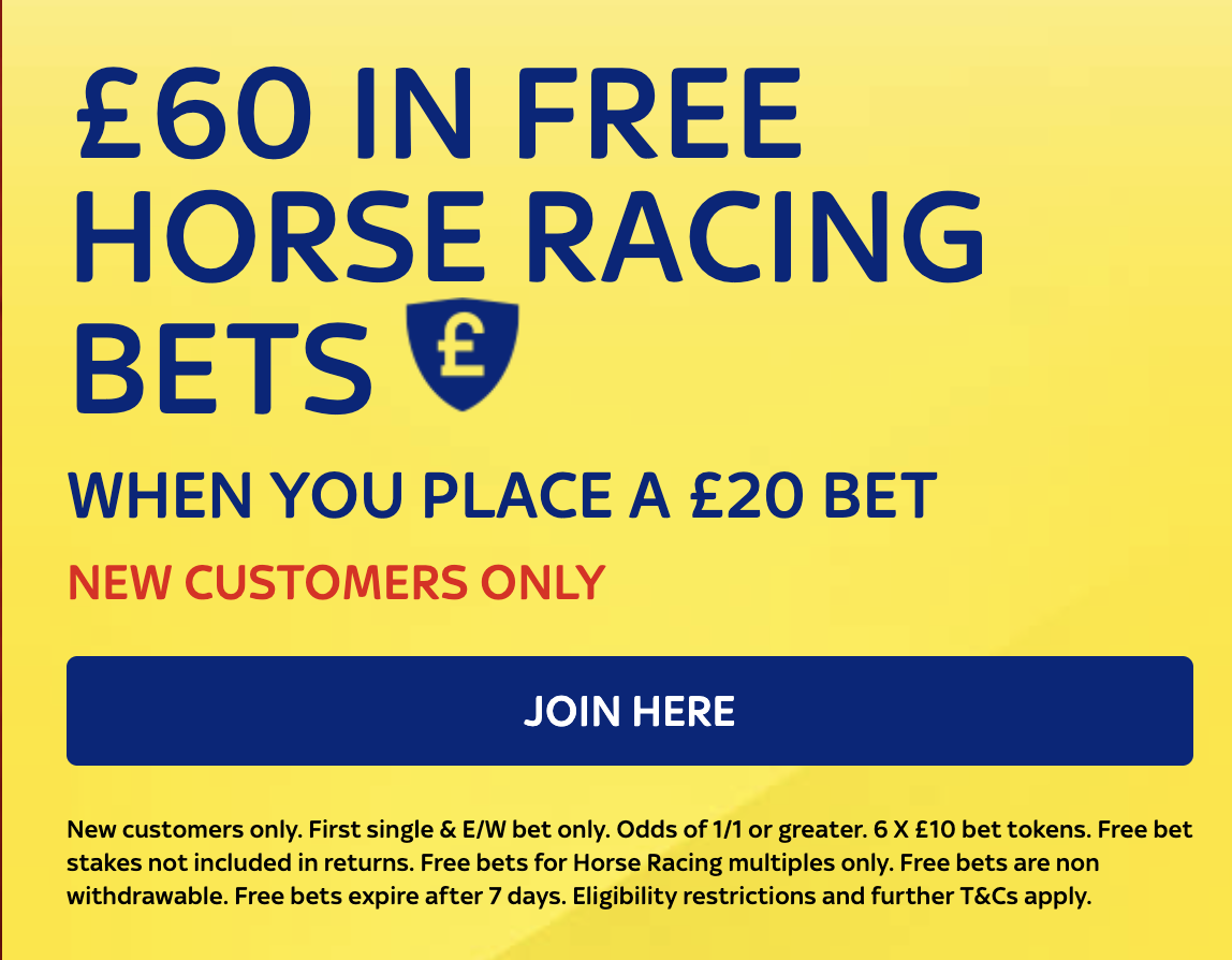 £60 IN FREE HORSE RACING BETS when you bet £20