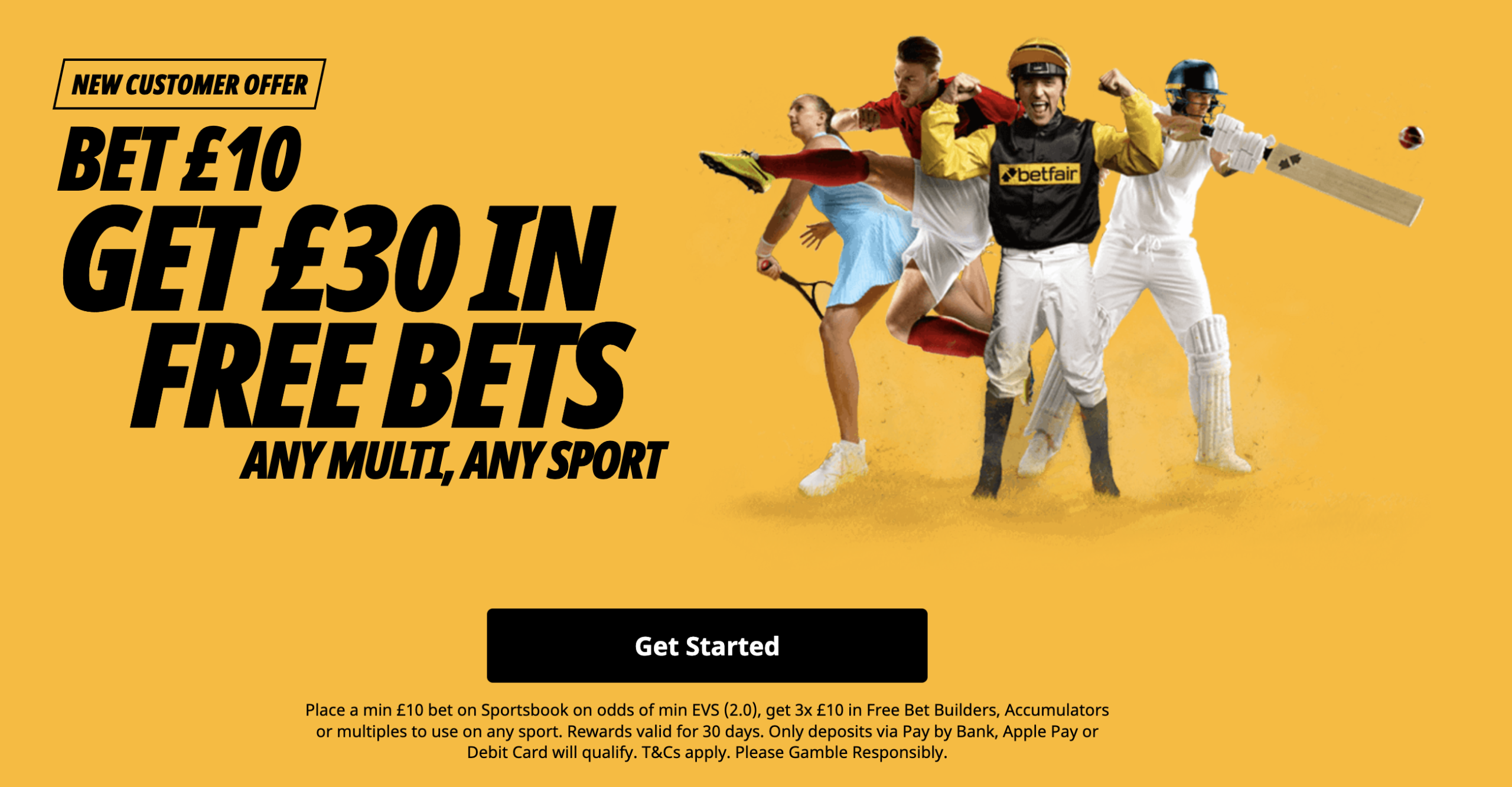 Bet £10 GET £30 IN FREE BETS ANY Multi, Any Sport