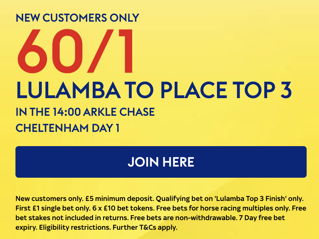 60/1 Lulamba to Place Top 3